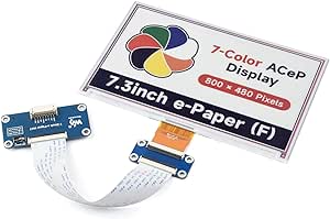 Waveshare 7.3inch ACeP 7-Color E-Paper E-Ink Display Module, Compatible with Raspberry Pi 4B/3B /3A  /3B /2B/1B /1A /Zero 2 W/Zero W/Zero, 800×480 Pixels, SPI Communication