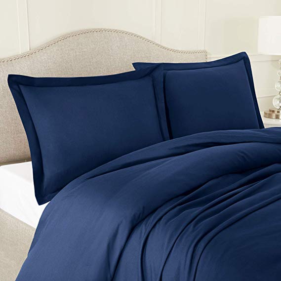 Nestl Bedding Soft Pillow Shams Set of 2 - Double Brushed Microfiber Hypoallergenic Pillow Covers - Hotel Collection Premium Bed Pillow Cases, Standard - Navy