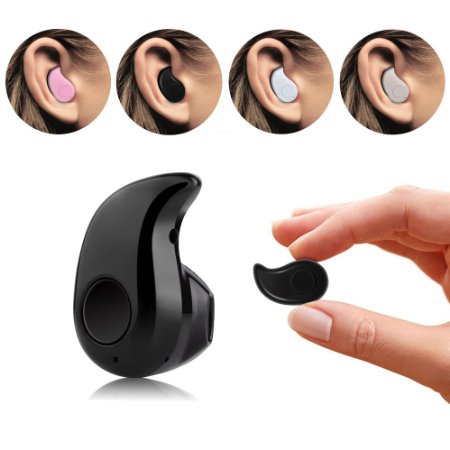 Bluetooth Headset - Peyou Newest Smallest Wireless Invisible Mini Bluetooth Earphone Earbud Headset Support Hands-free Calling For iPhone 6S 6S Plus 6 6 Plus iPhone 55S5C44S Samsung Sony Lenovo HTC LG and Most Smartphone - BLACK