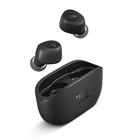 JBL Wave 100 Bluetooth Truly Wireless in Ear Earbuds with Mic, 20 Hours Playtime, Deep Bass Sound, Use Single Earbud Or Both, Bluetooth 5.0, Voice Assistant Support for Mobile Phones (Black)