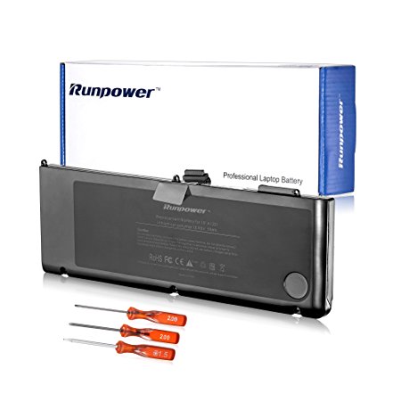 Runpower New Laptop Battery for Apple A1321 A1286 (only for Mid 2009 2010 Version) Unibody MacBook Pro 15-Inch   Three Free Screwdrivers - 18 Months Warranty [Li-Polymer 6-cell 79Wh/7200mAh]