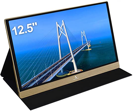 2021 [Upgraded] Portable Monitor - NexiGo 12.5 Inch Full HD 1080P IPS Computer Display, Stereo Speakers, USB Type-C HDMI Port for PC/PS4/Xbox/Switch, Included Smart Cover, Gold