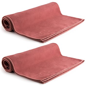 MEGALOVEMART Set of 2 Super Absorbent Suede Non Slip Microfiber Sports, Gym & Outdoor Towels - Choose Your Color and Size