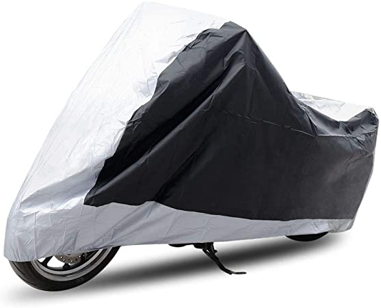 uxcell L 180T Rain Dust Motorcycle Cover Silver&Black Outdoor UV 86" for Harley Davidson