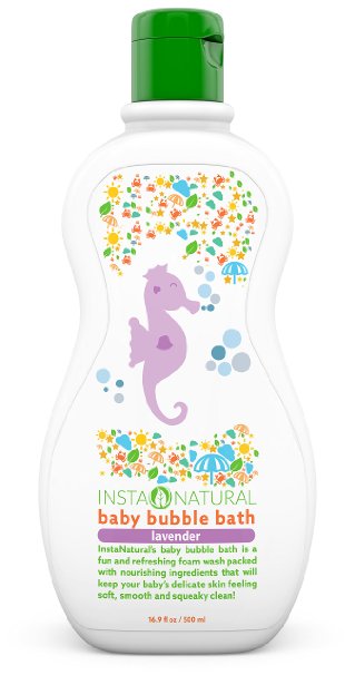 InstaNatural Baby Bubble Bath - Best Bath Wash Formula for Babies - With All Natural Sunflower Oil & Fruit Extracts to Keep Skin Clean & Soft - Calming Natural Lavender Fragrance - 16.9 OZ