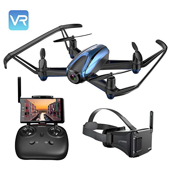 Potensic Drone With VR Glasses, Drone With Camera RC Quadcopter 720P HD Live Video 5.8Ghz FPV 5 Inch Screen Monitor Headless Mode & Altitude Hold Function