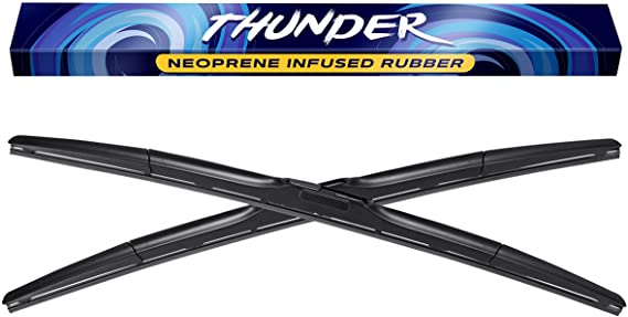 Spearhead THUNDER 26" 24" Hybrid Wiper Blades w/Neoprene Infused Rubber, Outwipes Silicone (Pair)