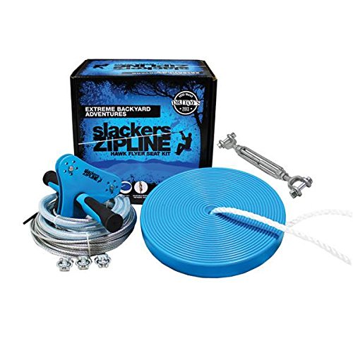 Slackers Zipline Hawk Flyer Safe, Durable, Fun, Seat Kit- Includes a sling cable, fully assembled trolley, adjustable bracket, u-clamps, turnbuckle and instructions