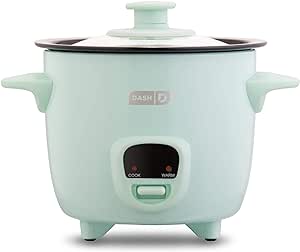 Dash DRCM200GBAQ04 Mini Rice Cooker Steamer with Removable Nonstick Pot, Keep Warm Function & Recipe Guide, Aqua