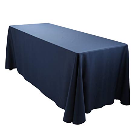 E-TEX Oblong Tablecloth - 90 x 156 Inch - Navy Blue Rectangle Table Cloth for 8 Foot Rectangular Table in Washable Polyester
