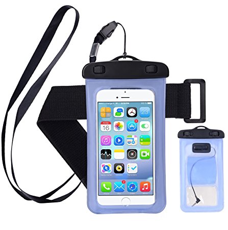 Waterproof Case,Cell Phone Universal Dry Bag Pouch (Floatable) with Headphone Jack Lanyard Armband [Clear] for Apple iPhone 7 6 Plus,Samsung S8 S7 S6 edge, Smartphone Devices Up To 6.0"