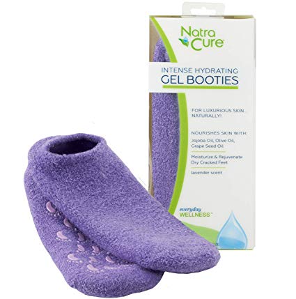 NatraCure Moisturizing Gel Socks - (For cracked heels, dry heels, rough calluses, dry skin) - Colors: Aqua or Lavender