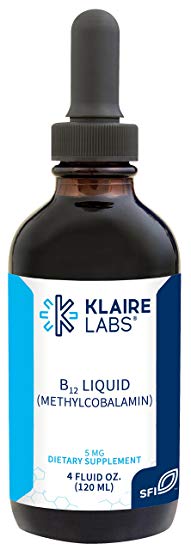 Klaire Labs B12 Liquid Drops 5 Milligrams - 5000 Micrograms Active Coenzyme Methylcobalamin, Hypoallergenic for Energy & Cognitive Support (120 Servings, 4 Fluid Ounces)