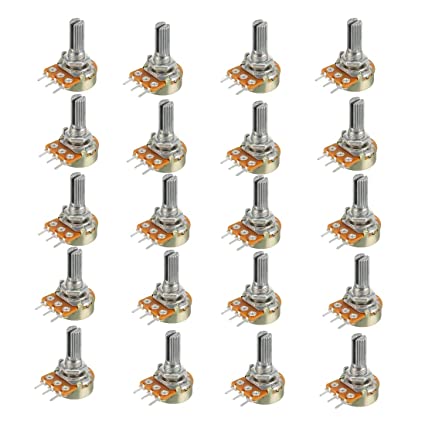 HiLetgo 20pcs WH148 Single-Joint Potentiometer 100K B100K Variable Resistors 15mm Shaft 3Pins 100K Ohm Potentiometer