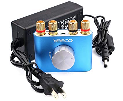 Yeeco Hifi Mini Bluetooth Amplifier 50W 50W DC 12/24V Wireless Bluetooth Stereo Dual Channel Audio Receiver Power Amp Ampli Board with US-type Power Supply Adapter for Sound Audio System