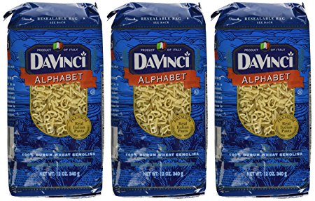 Da Vinci Alphabet Pasta, 12 oz, 3 pk