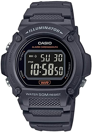 Casio Quartz Fitness Watch with Resin Strap, Gray, 25.5 (Model: W-219H-8BVCF)