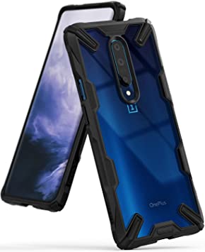 Ringke Fusion-X Designed for OnePlus 7 Pro Case Back Cover Ergonomic Transparent [Military Drop Tested Defense] PC Back TPU Bumper Impact Resistant Protection Shock Absorption Technology Cover - Black