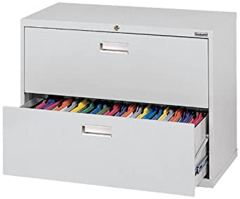 Sandusky 600 Dove Gray Steel Lateral File Cabinet, 2 Drawers, 28-3/8" Height x 36" Width x 19-1/4" Depth