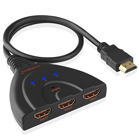 FarSail 3 Port HDMI Switch with Pigtail HDMI Cable