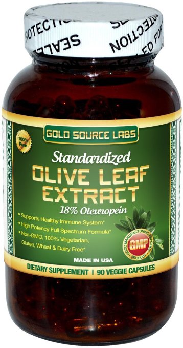 Pure Olive Leaf Extract, 18% Oleuropein plus Organic Olive Leaves, 90 Veggie Capsules (400mg), Standardized Complex - The Best Natural Immune Supplement