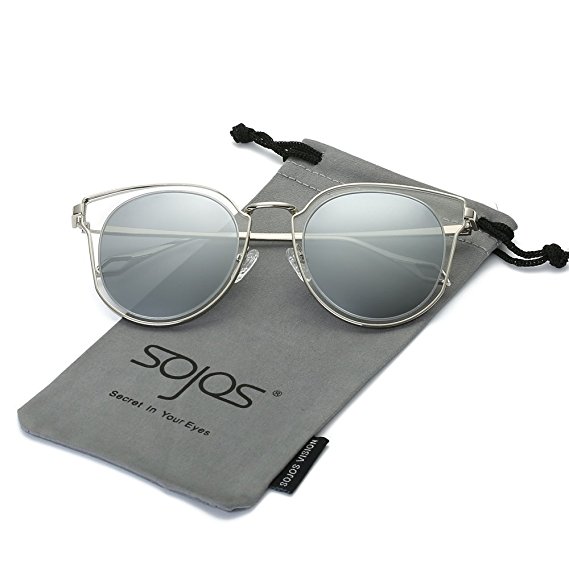 SojoS Round Vintage Mirror Lenses UV Protection Polarized Unisex Sunglasses SJ1057