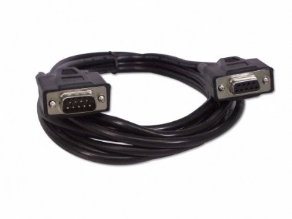 YCS Basics Black 6 Foot DB9 9 Pin Serial / RS232 Male / Female Extension Cable