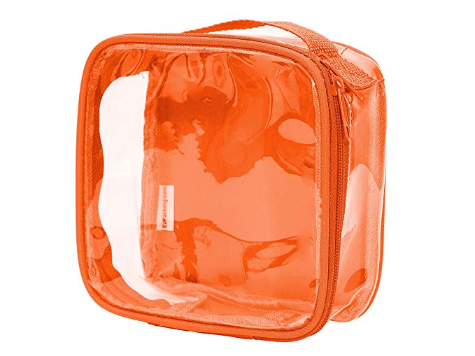 Clear TSA Approved 3-1-1 Travel Toiletry Bag/Transparent See Through Organizer (Orange)