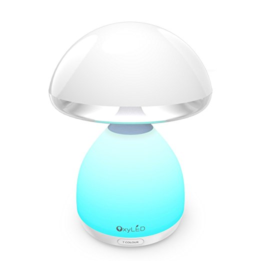 OxyLED BN10 Touch Control Mushroom LED Night Light, Desk Light,Warm White&RGB Mode, USB Rechargeable