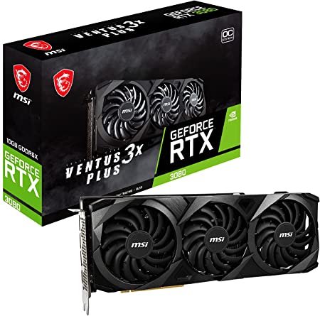 MSI Gaming GeForce RTX 3080 LHR 10GB GDRR6X 320-Bit HDMI/DP Nvlink Torx Fan 3 Ampere Architecture OC Graphics Card (RTX 3080 Ventus 3X Plus 10G OC LHR)