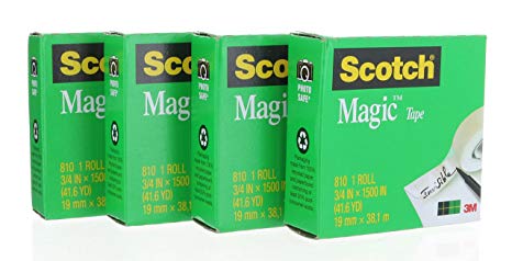 Scotch Magic Tape 810 Refill (3/4 in X 1500 in) 4 Rolls