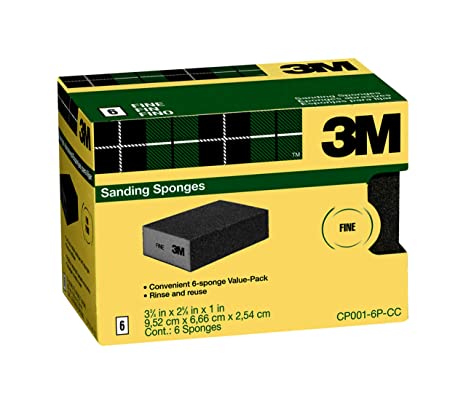 3M Sanding Sponge, Fine Grit, 6-Pack