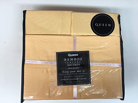 BAMBOO SHEET SETS, ECO FRIENDLY, EXTRA DEEP, WRINKLE FREE, EXTRA SOFT (Queen, Gold)