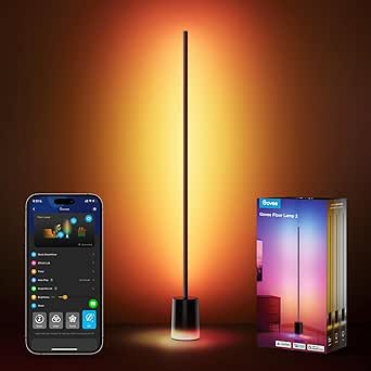 Govee Floor Lamp 2 with Matter, RGBIC Warm Cool White LED Floor Lamp Works with Alexa, 1725lm Black Floor Lamp with Music Sync, Scene Modes, Smart Control Floor Lamp for Bedroom, Living Room, Studio