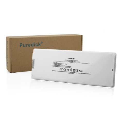Puredick® New Laptop Battery for Apple Macbook 13" Apple A1185 A1181 MA254 MA255 MA472 MA561 MA566 MA700 MA701 MB061 MB062 Series - 12 Months Warranty[Li-Polymer 5200mAh 56Wh 10.8V]--White