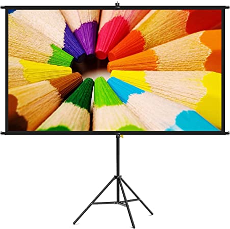 Projector Screen with Stand,Towond 100 inch Indoor Outdoor Projection Screen, Portable 16:9 4K HD Movie Screen Pull Down with Carry Bag Wrinkle-Free Design for Home Theater Backyard Cinema