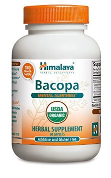 Himalaya Organic Bacopa/Brahmi, 60 Caplets for Mental Alertness, Cognitive Health & Memory Support 750mg