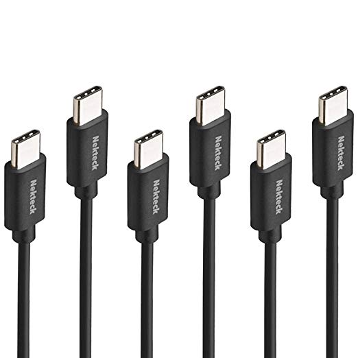 Nekteck 3PACK USB Type C (USB-C) to USB Type-C Data & Charging Cable Reversible Design Compatible Galaxy S8 S8 Plus/S9 S9 Plus, LG G5/G6, Google Nexus Pixel 3 2/ XL, 5X 6P OnePlus 6, Black -3.3ft