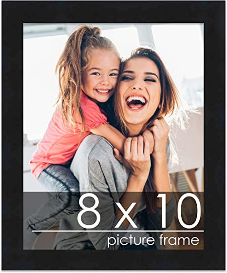 Poster Palooza 8x10 Contemporary Black Wood Picture Frame - UV Acrylic, Foam Board Backing, & Hanging Hardware Included!