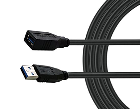 iMBAPrice USB 3.0 Extender - 6 Feet SuperSpeed USB 3.0 A Male to USB 3.0 A Female Extension Cable (Black)