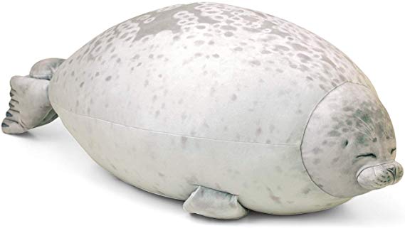 Rainlin Chubby Blob Seal Pillow Stuffed Cotton Plush Animal Toy Cute Ocean Pillow Pets Beige Large (23.6 inch Length)