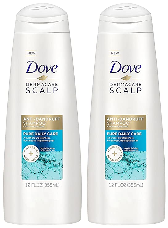 Dove Dermacare Scalp - Anti-Dandruff Shampoo - Pure Daily Care - Net Wt. 12 FL OZ (355 mL) Per Bottle - Pack of 2 Bottles