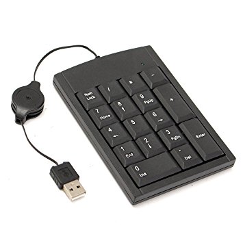 USB Numeric Keypad, M.Way Portable Slim 17 Keys Mini Number Pad for Laptop Desktop Computer PC