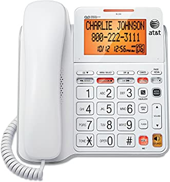 AT&T CL4940 Corded Standard Phone with Answering System and Backlit Display, White [New Improved Version]