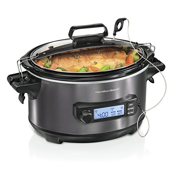 Hamilton Beach 33866 Temp Tracker Slow Cooker, 6 quart, Silver