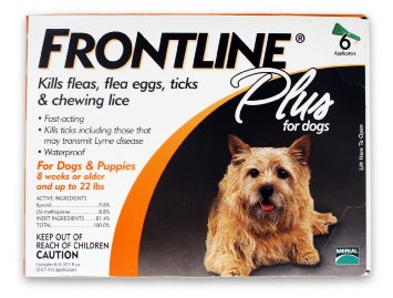 Merial Frontline Plus Flea and Tick Control for Dogs and Puppies 8 weeks or older and up to 22lbs, 6-Doses