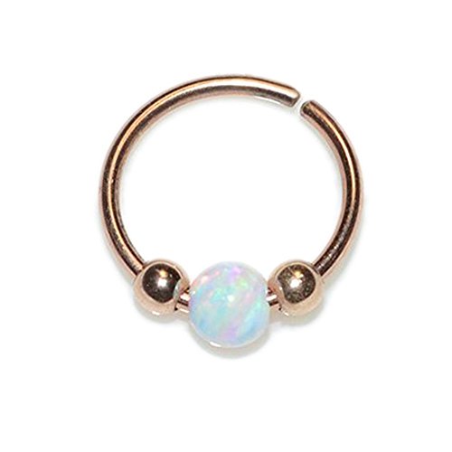 Gold 3mm White Opal Tragus Earring 20g / Nose Hoop, Tragus Ring, Helix Ring