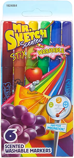 Mr. Sketch 1924064 Stix Washable Scented Markers, Fine-Tip, 6-Count