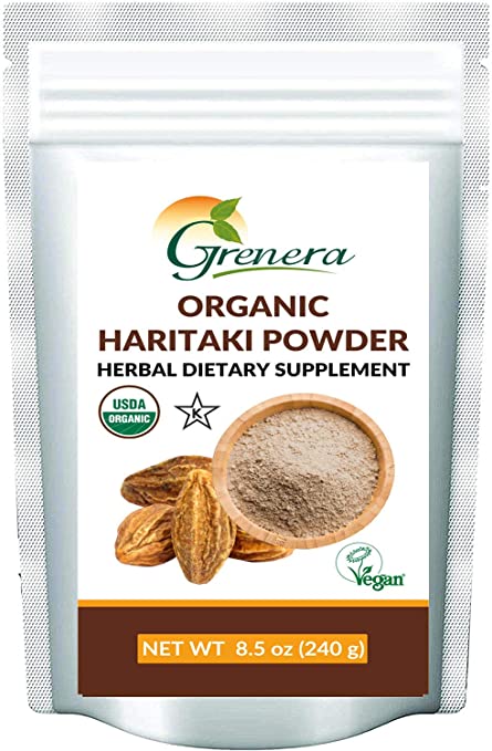 Grenera Organic Haritaki Powder (Terminalia chebula Fruit Powder) 8.5 Ounce - USDA Organic, Vegan and Kosher Certified