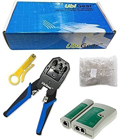 UbiGear Cable Tester  Crimp Crimper  100 RJ45 CAT5 CAT5e Connector Plug Network Tool Kits (Crimper315)